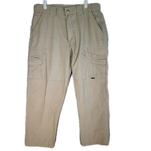 Tru-Spec Men's Beige Cargo Pants Men's 34 X 28 Work Rip Stop Double Knee M1570